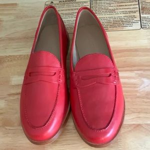 J Crew Ryan Red Leather Penny Loafers Size 7.5